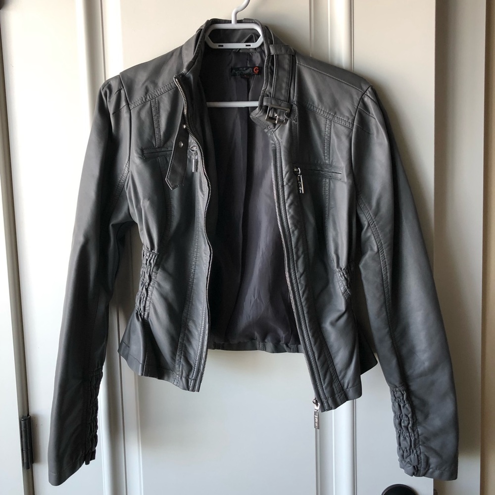 Gray Guess Leather Jacket